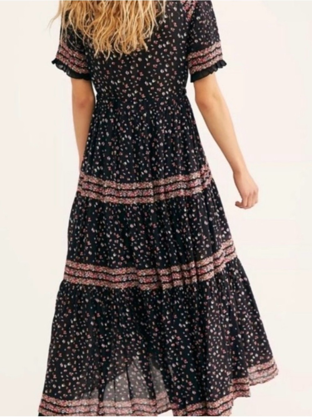 Free People Rare Feeling Black Floral Tiered Maxi Dress - Picture 2 of 8